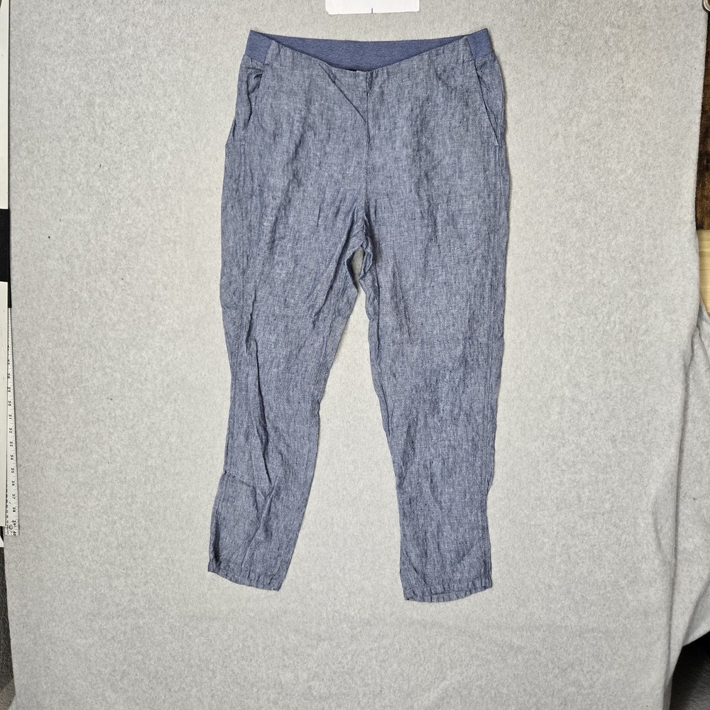 J. Jill Women Pants S Blue Love Linen Ankle Coastal Beach 26" Inseam